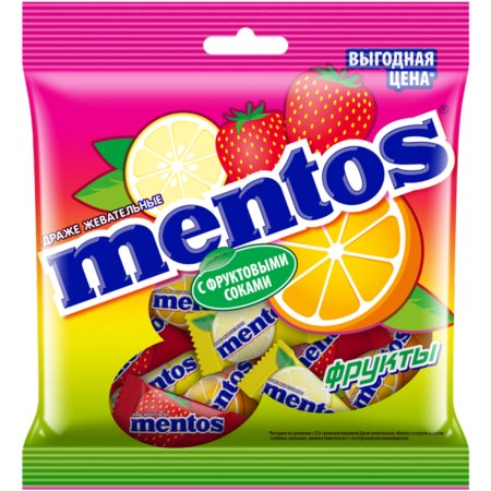 Драже жевательные «Mentos» со вкусом фруктов, 70 г