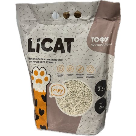 Наполнитель комкующийся «LiCat» тофу оригинальный, 2.5 кг