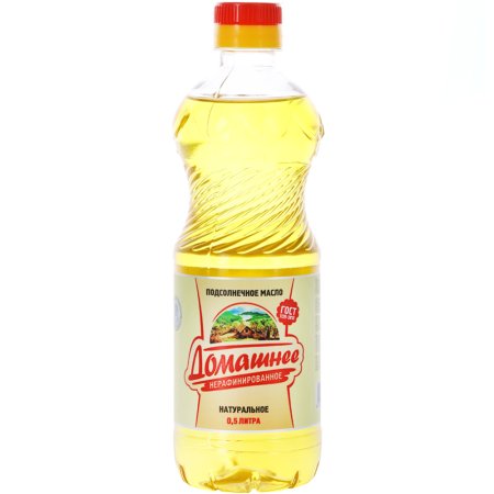 Масло подсолнечное «Домашнее» нерафинированное, натуральное, 0.5 л.