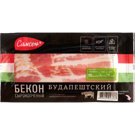 Бекон «Самсон» Будапештский сырокопчёный (нарезка), 140 г