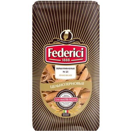 Макароны «Federici» перья рифленые, из цельнозерновой муки, 400 г