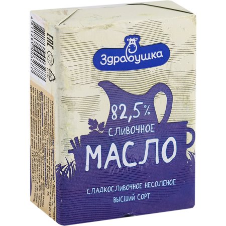 Масло сладкосливочное «Здравушка» несоленое 82.5%, 200 г.