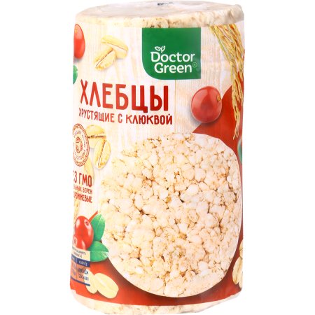 Хлебцы «Doctor Green» хрустящие с клюквой, 80 г