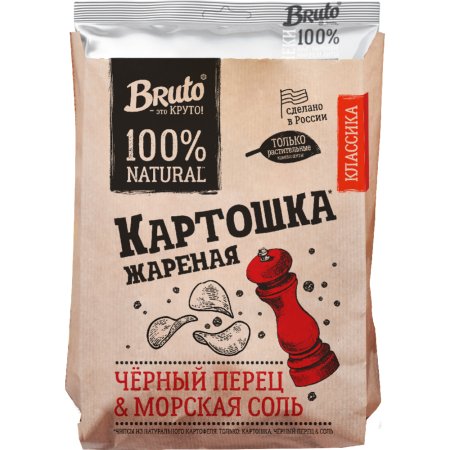 Чипсы «Bruto» с морской солью и черным перцем, классика, 120 г