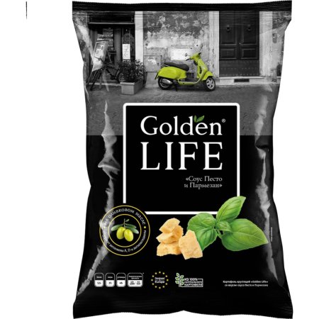 Картофель хрустящий «Golden Life» соус песто и пармезан, 90 г