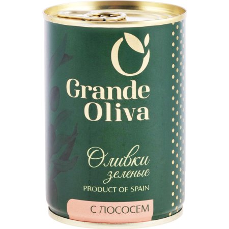 Оливки зелёные «Grande Oliva» фаршированные лососем, 280 г.