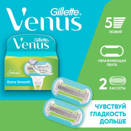 Сменные кассеты для бритвы «Gillette Venus» Embrace, 2 шт.