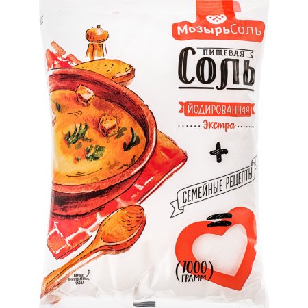 Соль йодированная «Золотой Зубр» полесье, 1 кг.