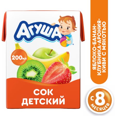 Сок «АГУША» (ДП,яб/бан/кл/арон/киви)0.2л