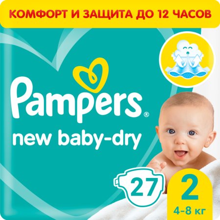 Подгузники «Pampers» New Baby Dry, 3-6 кг, 2 размер, 27 шт.