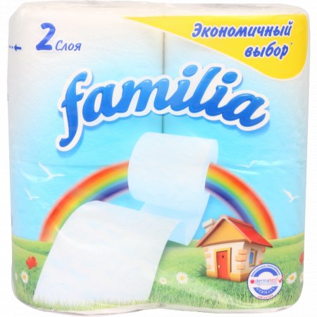 Бкмага туалетная «Familia» радуга, двухслойная, 4 рулона