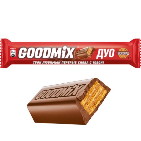 Батончик «Goodmix Дуо» молочный шоколад с хрустящей вафлей, 40 г