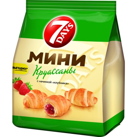 Круассаны мини «7 Days» c клубникой, 105 г.