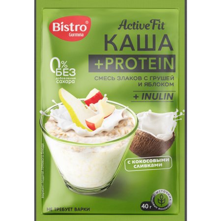 Каша + протеин «Active Fit» смесь злаков с грушей и яблоком, 40 г