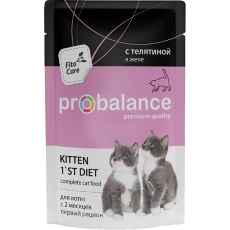 Корм для котят «ProBalance» 1'st Diet c телятиной в желе, 85 г.