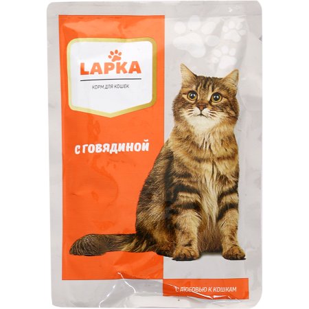 Корм для кошек «Lapka» с говядиной, 85 г