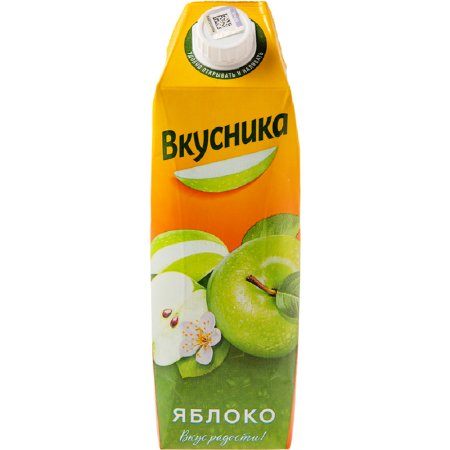 Напиток сокосодержащий «Вкусника» яблочный, 0.95 л.