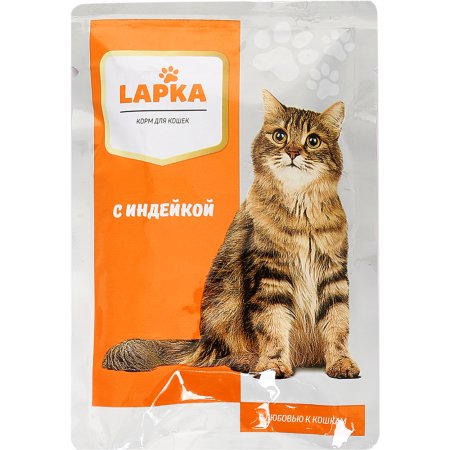 Корм для кошек «Lapka» с индейкой, 85 г