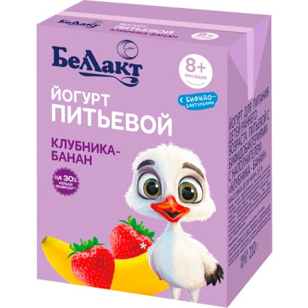 Йогурт питьевой «Беллакт» клубника и банан, 2.6%, 210 г