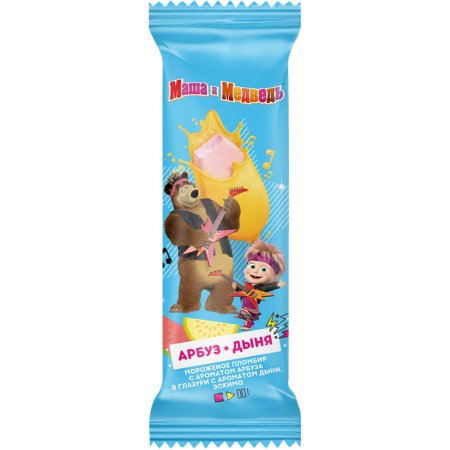 Мороженое «Маша и медведь» арбуз и дыня, 12%, 55 г