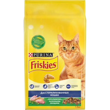 Корм для стерилизованных кошек «Friskies» кролик и овощи, 1,5 кг.