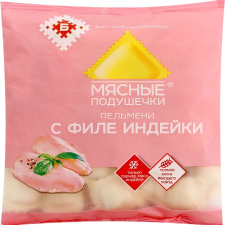 Пельмени «Мясные подушечки» с филе индейки, 430 г.