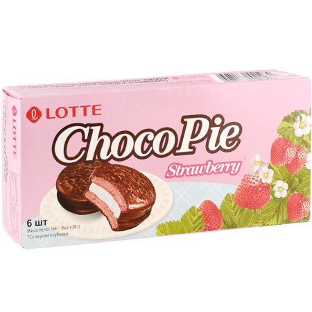 Печенье «Lotte ChocoPie» со вкусом клубники, 168 г.