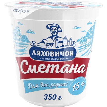 Сметана «Ляховичок» 15%, 350 г