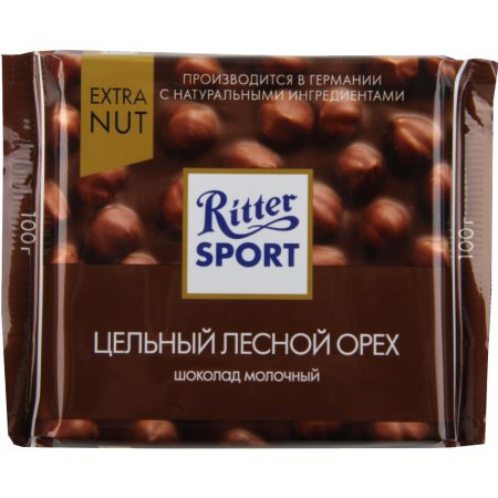 Шоколад «Ritter Sport» молочный, с цельным лесным орехом, 100 г