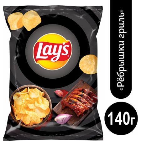 Чипсы рифл.«LAYS»(ребрышки гриль)140г