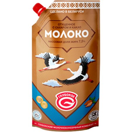 Сгущенное молоко «Глубокое» с сахаром и какао, 7.5%, 280 г