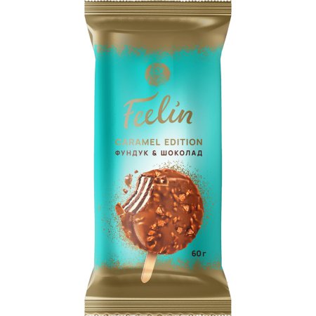 Мороженое «Feelin» шоколадное, соленая карамель-фундук, 60 г