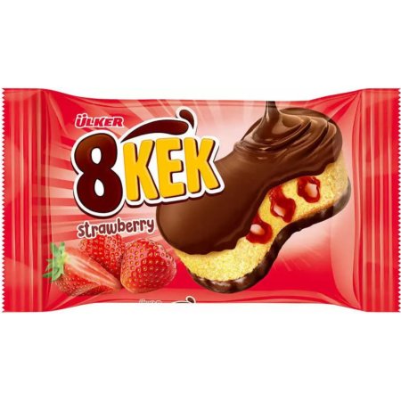 Кекс «8 KEK» с клубничной начинкой и шоколадной глазурью, 40 г