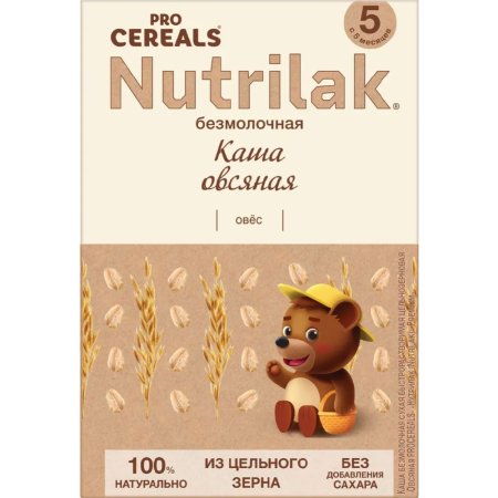 Каша «Nutrilak» premium, овсяная, безмолочная, цельнозерновая, 200 г