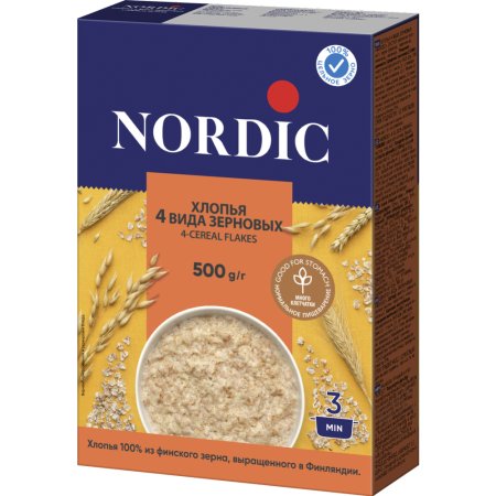 Хлопья 4 вида зерновых «Nordic», 500 г