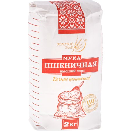 Мука пшеничная «Золотой злак» высший сорт, 2 кг
