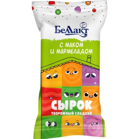 Сырок творожный «Беллакт» с маком и мармеладом, 7%, 100 г