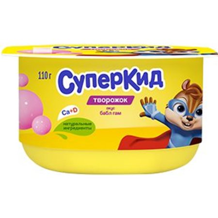 Творожный десерт «СуперКид» со вкусом бабл-гам, 3.5%, 110 г