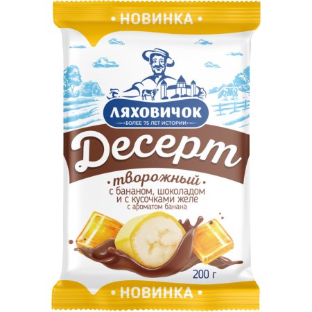 Десерт творожный «Лакомка» с желе и со вкусом банан-шоколад, 6%, 200 г