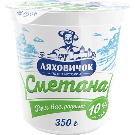 Сметана «Ляховичок» 10%, 350 г.