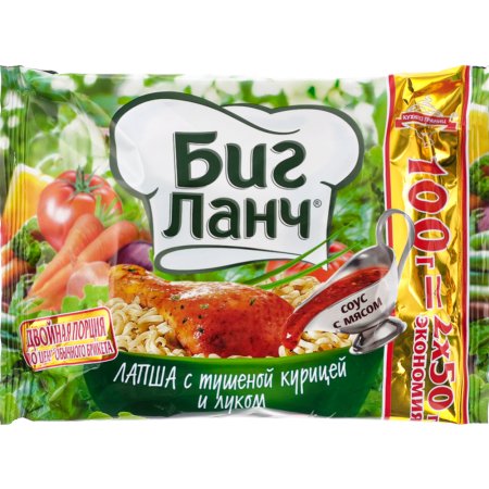 Лапша быстрого приготовления «Биг Ланч» тушеная курица и лук, 100 г
