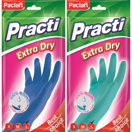 Перчатки резиновые «Paclan Practi Extra Dry» размер L