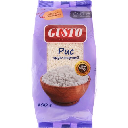 Крупа рисовая «Gusto» круглозерная, шлифованная, 800 г