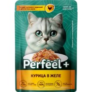 Корм для взрослых кошек «Perfeel+» с курицей в желе, 75 г