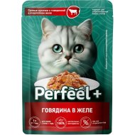 Корм для взрослых кошек «Perfeel+» с говядиной в желе, 75 г