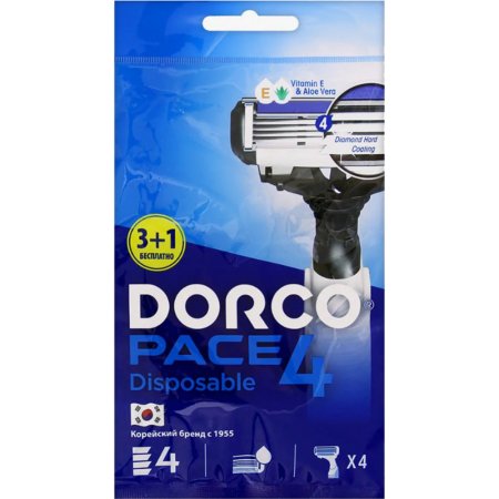 Станок для бритья «Dorco Pace 4» одноразовый, 2 лезвия, 5 шт