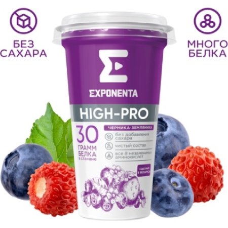 Напиток кисломолочный «Exponenta» High-Pro, черника-земляника, 250 г