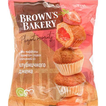 Мини-маффины «Brown's Bakery» с клубничным джемом, 465 г