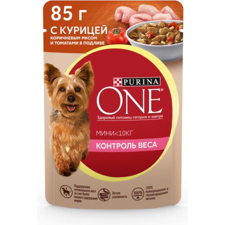 Корм для собак «Purina One» Мини, курица, рис, томат 85 г