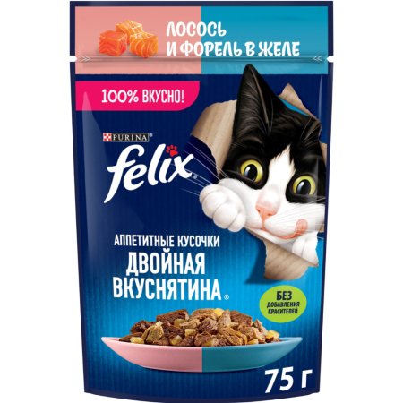 Корм «FELIX» (лосось/форель) 75г